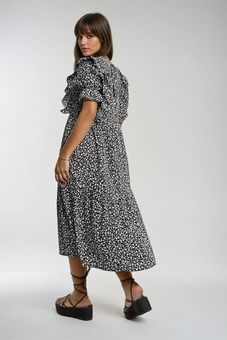 Vestido avolantado - Negro y blanco - Monki