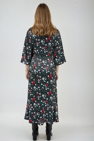 Vestido cruzado - Negro y verde - Monki