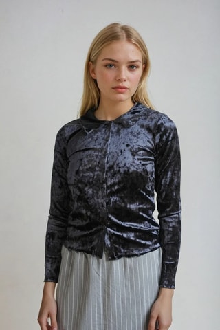 Camisa de terciopelo - Negro - Monki