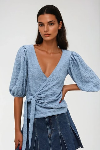 Blusa cruzada - Azul claro - Monki