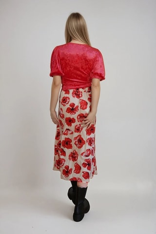Blusa cruzada de terciopelo - Rojo - Monki
