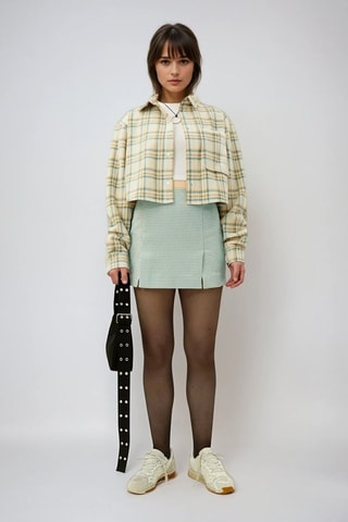 Minifalda de talle alto - Beige y azul - Weekday