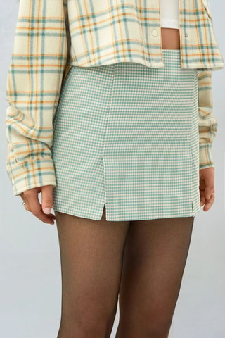Minifalda de talle alto - Beige y azul - Weekday