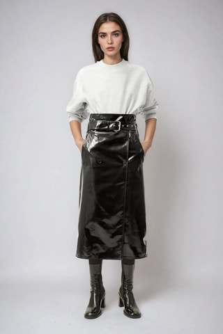 Falda midi de talle alto - Negro - Weekday