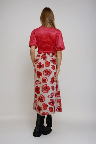Falda midi de talle alto - Rojo - Monki