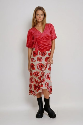 Falda midi de talle alto - Rojo - Monki