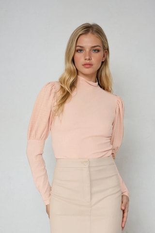 Falda recta de talle alto - Beige - Monki