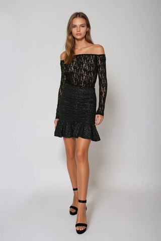 Falda recta de talle alto - Negro - Monki