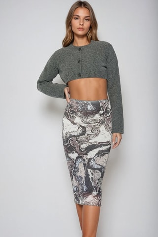 Falda de tubo de talle alto - Blanco y gris oscuro - Monki