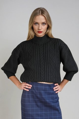 Minifalda de talle alto - Azul marino - Monki