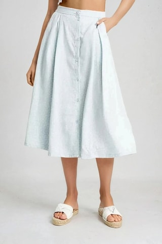 Falda midi de talle alto - Azul - Monki