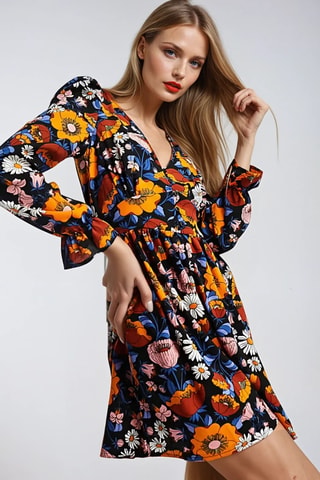 Vestido evasé - Negro
