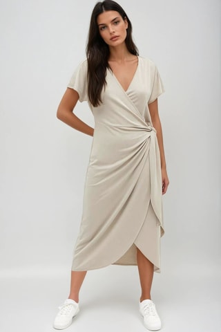 Vestido cruzado - Beige