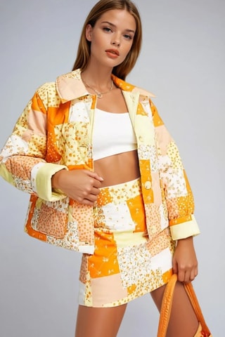 Minifalda de talle alto - Naranja