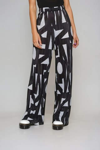 Pantalón wide leg de tiro alto - Negro