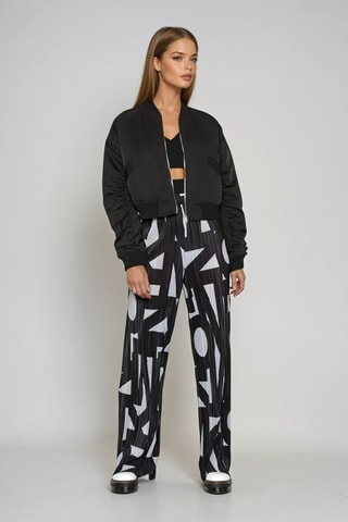 Pantalón wide leg de tiro alto - Negro