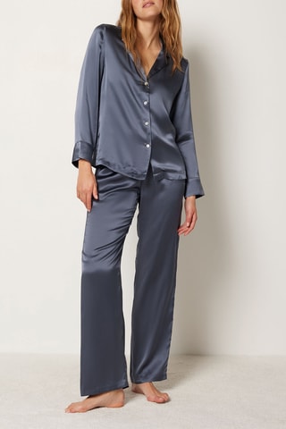 Camisa de pijama em seda Pearly - Antracite