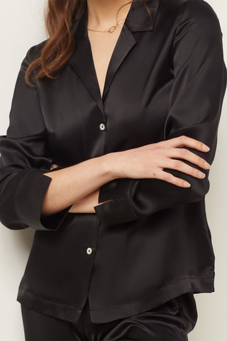 Camisa de pijama em seda Pearly - Preto