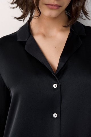 Camisa de pijama em seda Pearly - Preto