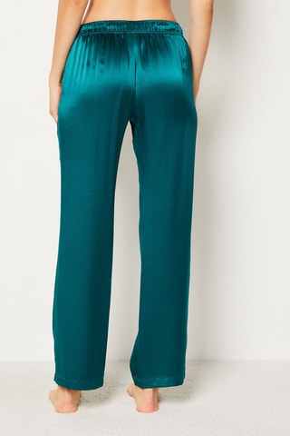 Calças de pijama de seda - Verde-esmeralda