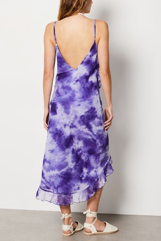 Vestido com folhos tie and dye Riviera Nights - Violeta
