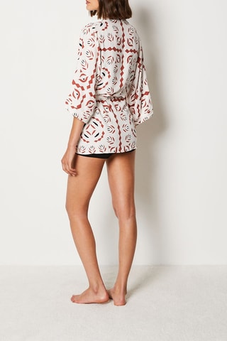 Kimono Surie - Rojo teja y blanco