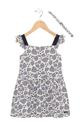 Robe rayée et bandeau cheveux Feurob - Blanc et bleu marine 