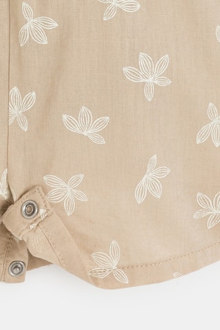 Salopette-short en lin sans manches - Beige - Obaibi
