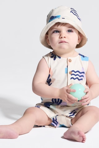 Salopette-short sans manches - Beige - Obaibi