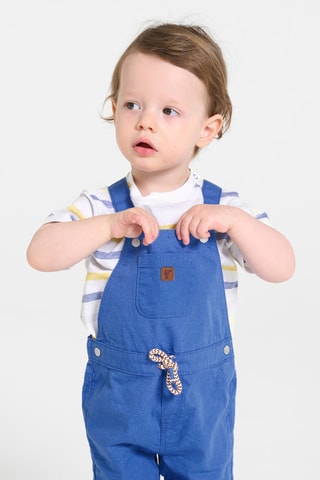Salopette-short et t-shirt - Bleu et blanc - Obaibi