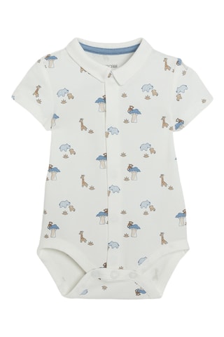 Salopette-short et body - Bleu et blanc - Obaibi