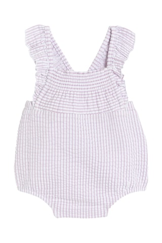 Salopette-short et body - Lilas et blanc - Obaibi