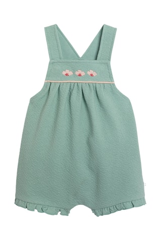 Salopette-short et body - Vert et blanc - Obaibi