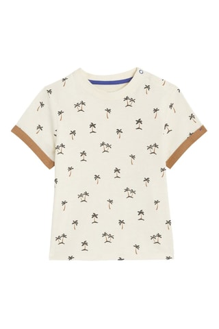 T-shirt et salopette-short - Écru et bleu - Obaibi