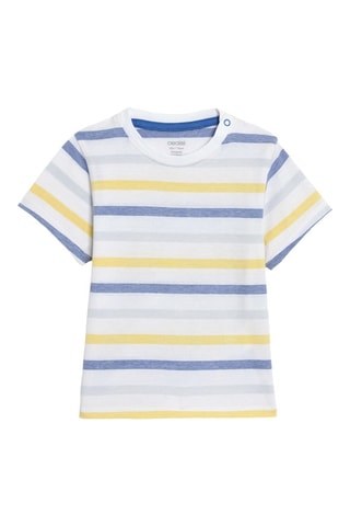 Salopette-short et t-shirt - Bleu et blanc - Obaibi