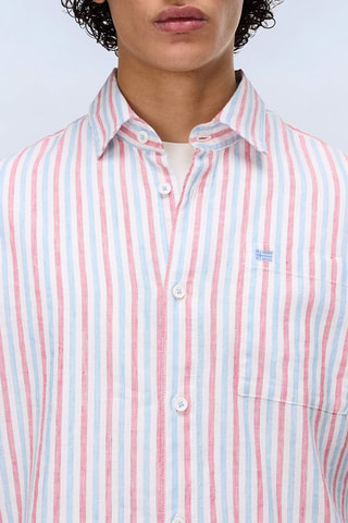 Camisa relaxed de lino - G-Brolio Ls 1 - Rosa y celeste