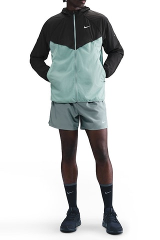 Coupe-vent de running à capuche Stride - Noir et turquoise