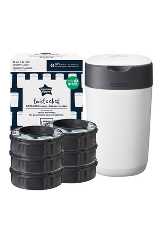 Poubelle à couches Twist & click et 6 recharges - Blanc