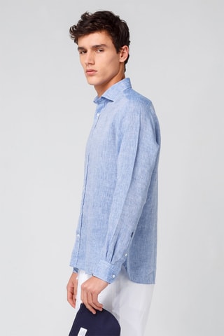 Chemise en lin - Bleu