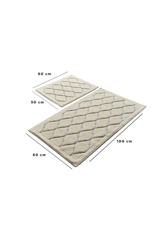 2 alfombras de baño - Crudo - 50 x 60 cm / 60 x 100 cm