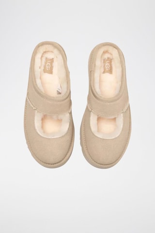 Pantofole imbottite in pelle scamosciata Mary Jane - Beige