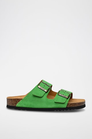 Ciabatte in pelle scamosciata Josephine - Verde