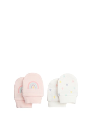 2 paires de moufles - Blanc et rose
