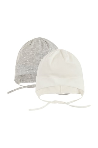 2 bonnets Gris foncé chiné et écru