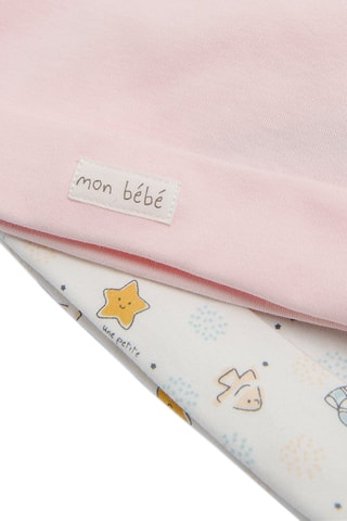 2 bonnets en coton biologique Rose