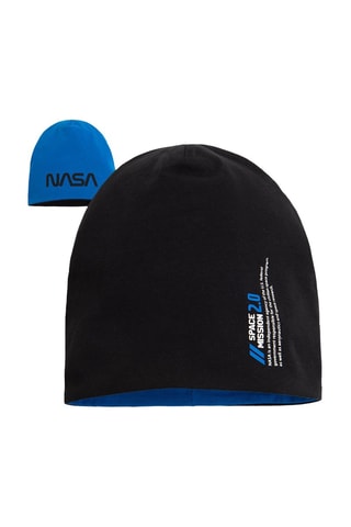 Bonnet réversible - Noir et bleu électrique