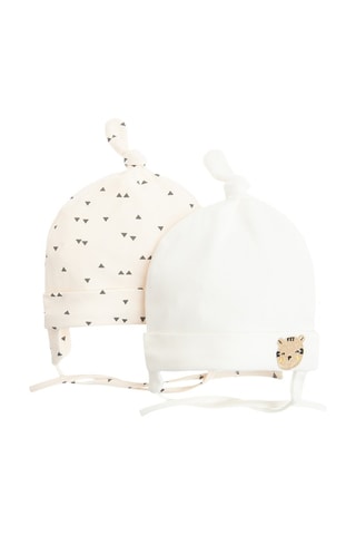 2 bonnets aviateurs - Blanc et beige