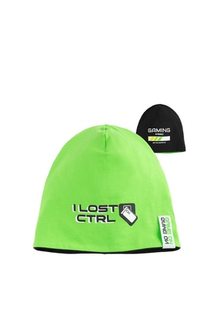 Bonnet réversible - Noir et vert