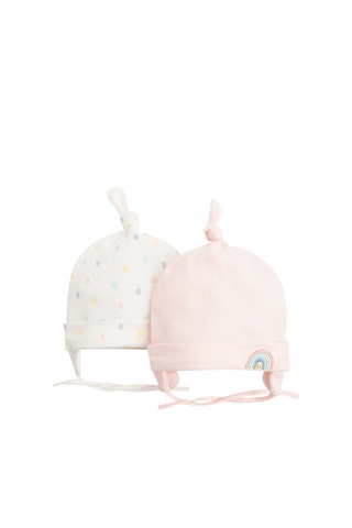 2 bonnets aviateurs - Blanc et rose