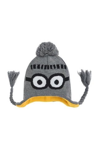 Bonnet aviateur à pompon Gris clair